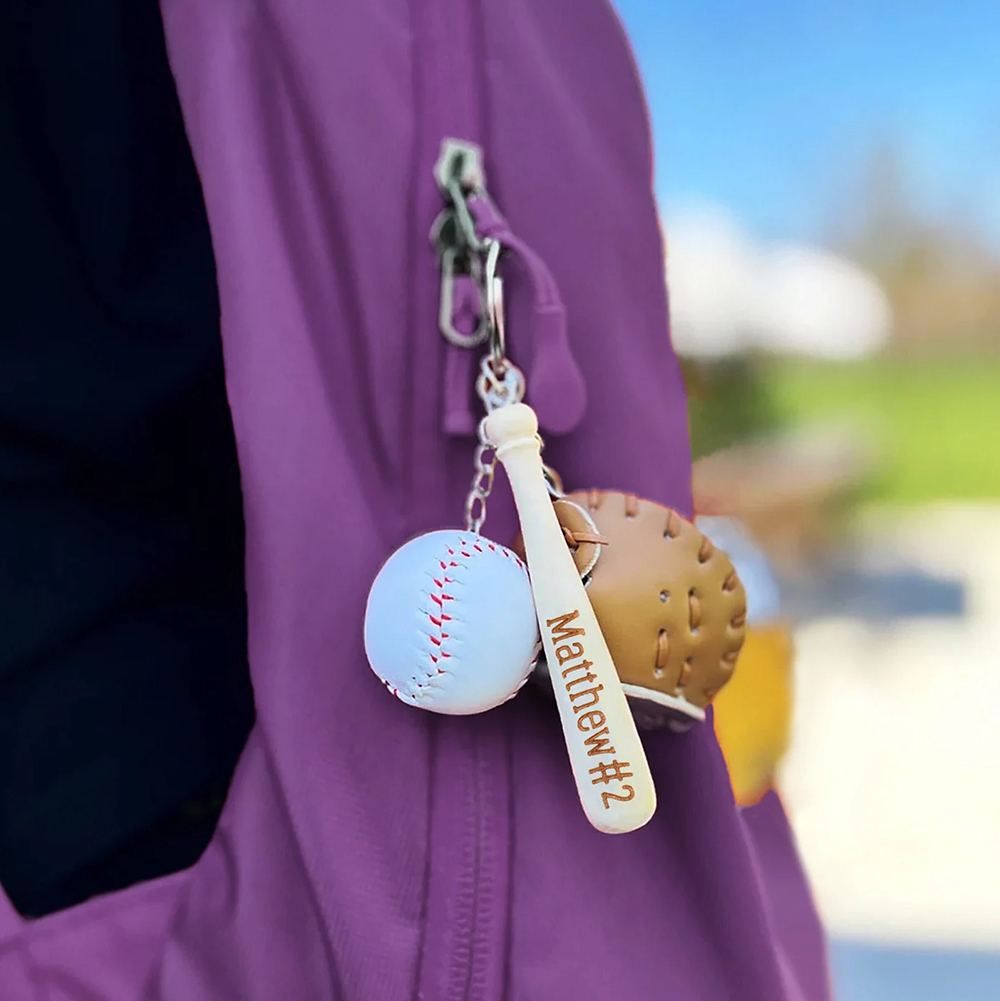 Personalized Baseball Player Tag Keychains | GC036