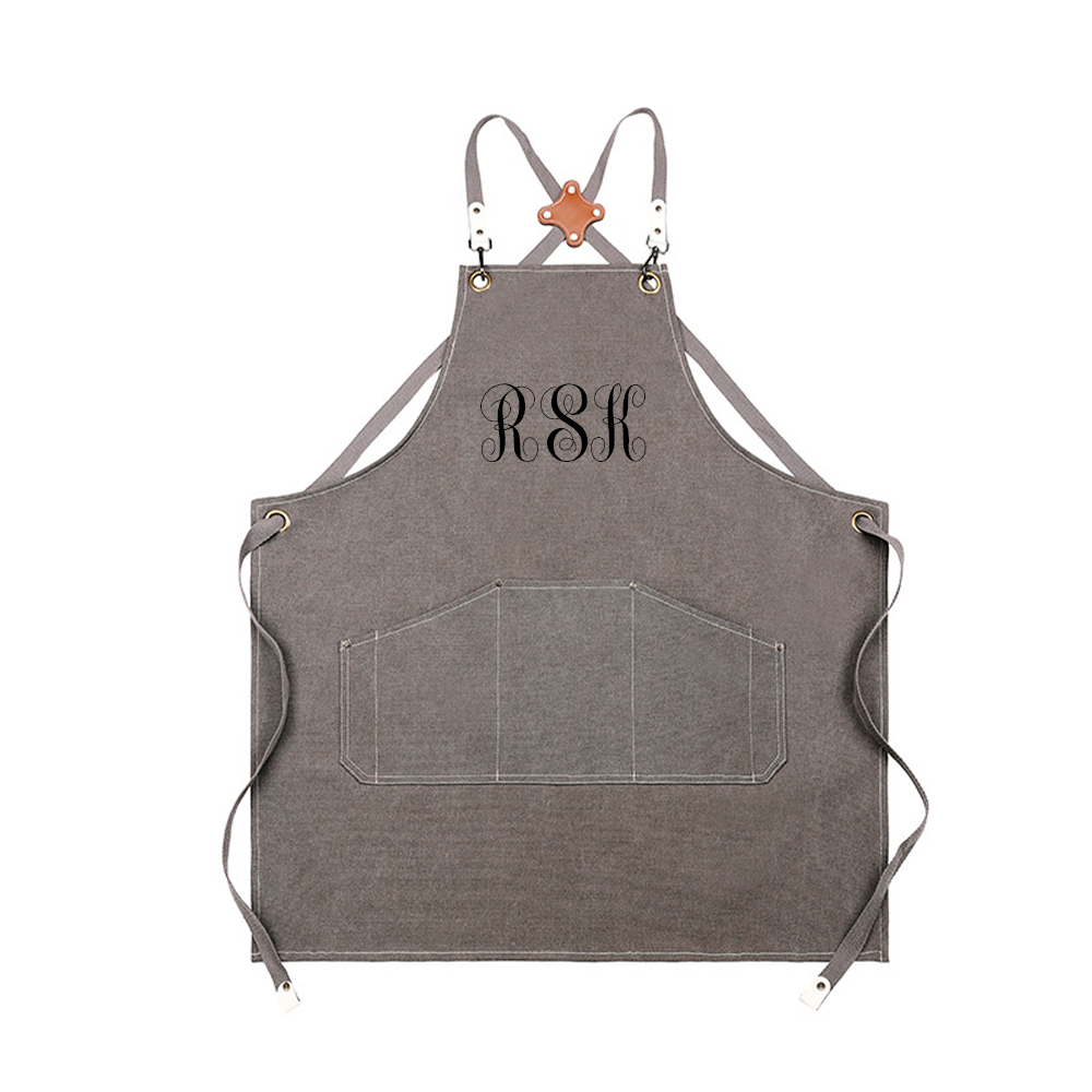 Personalized Embroidery Canvas Apron with Pockets for Unisex Adult | GC037