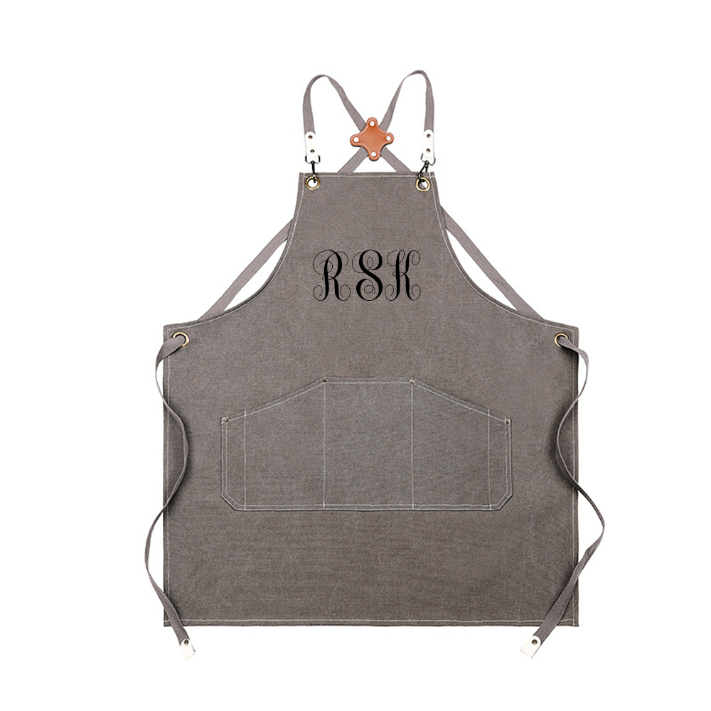 Personalized Embroidery Canvas Apron with Pockets for Unisex Adult | GC037