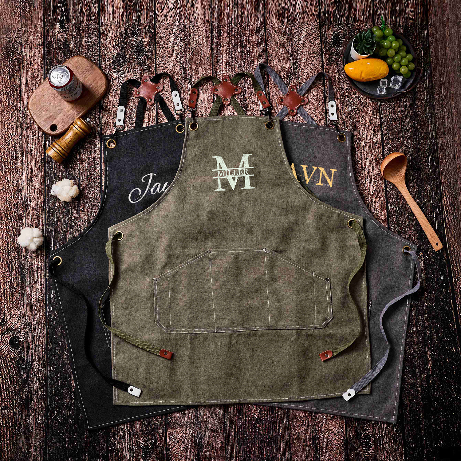 Personalized Canvas Apron with Pockets for Unisex Adult | GC037