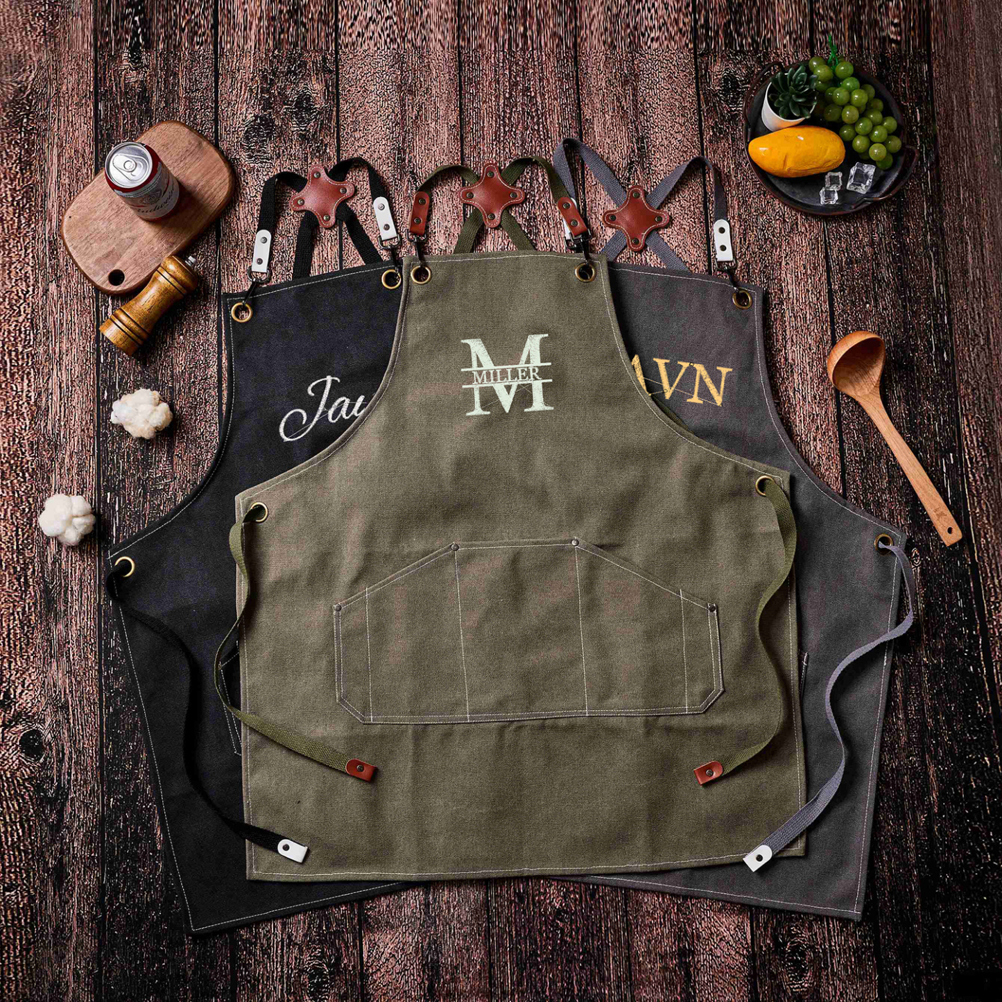 Personalized Canvas Apron with Pockets for Unisex Adult | GC037