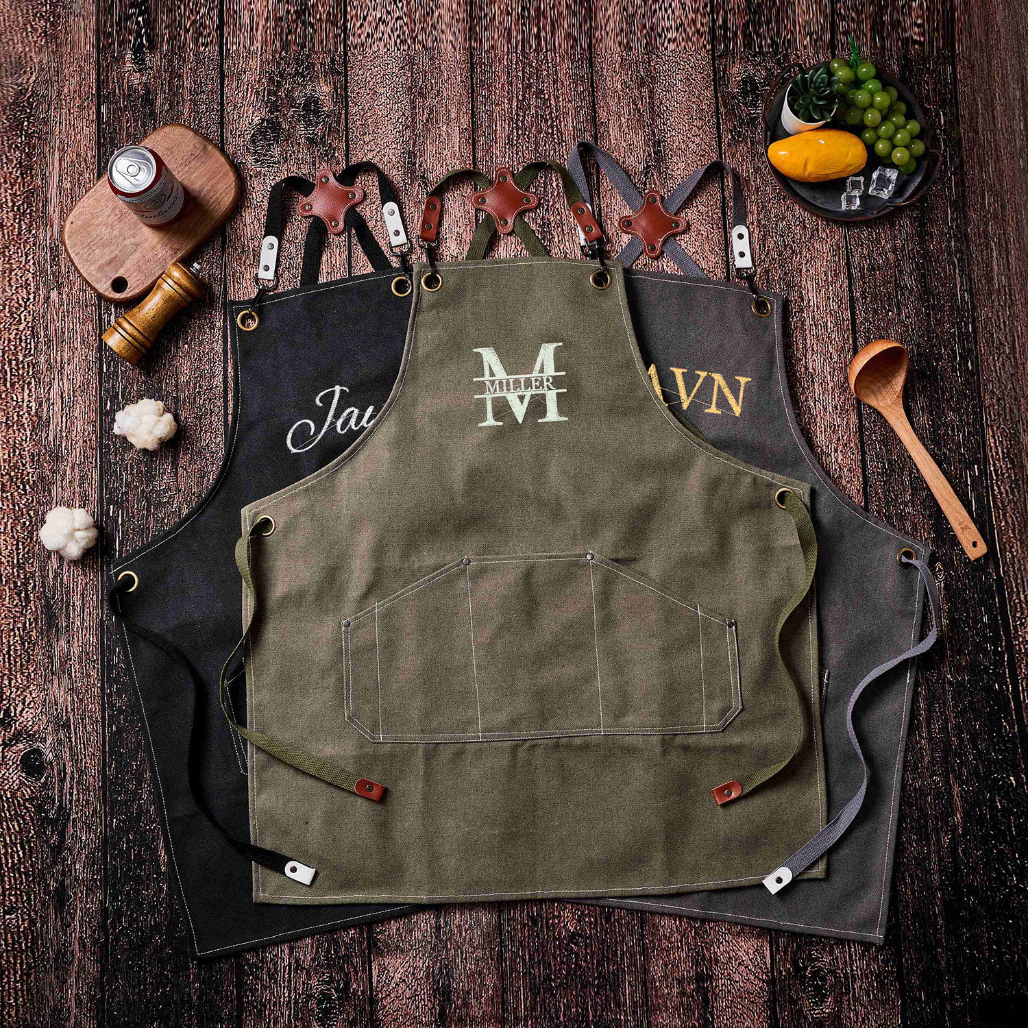 Personalized Canvas Apron with Pockets for Unisex Adult | GC037