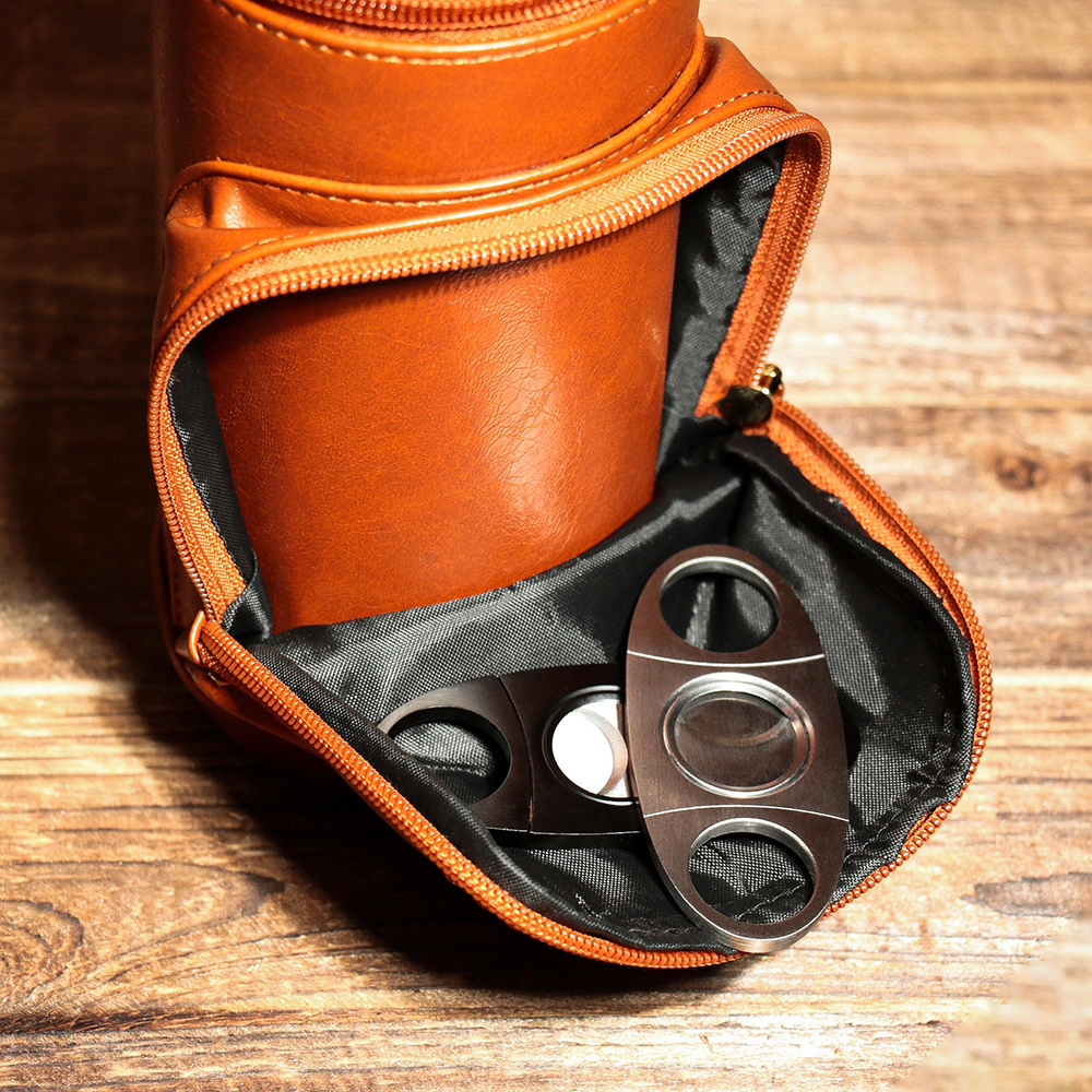 Personalized Portable Travel Leather Cigar Humidor Case | GC042