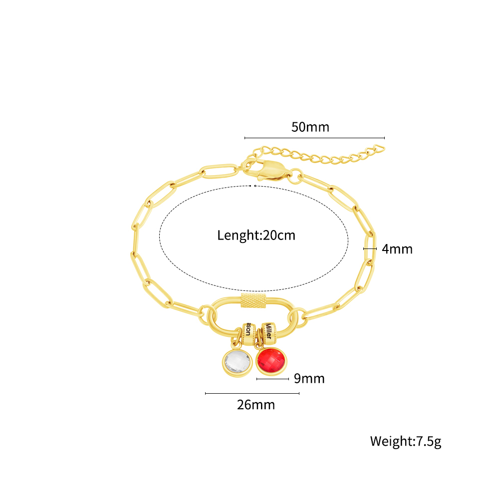 Personalized Carabiner Name Charm Necklace with Birthstone | GC050
