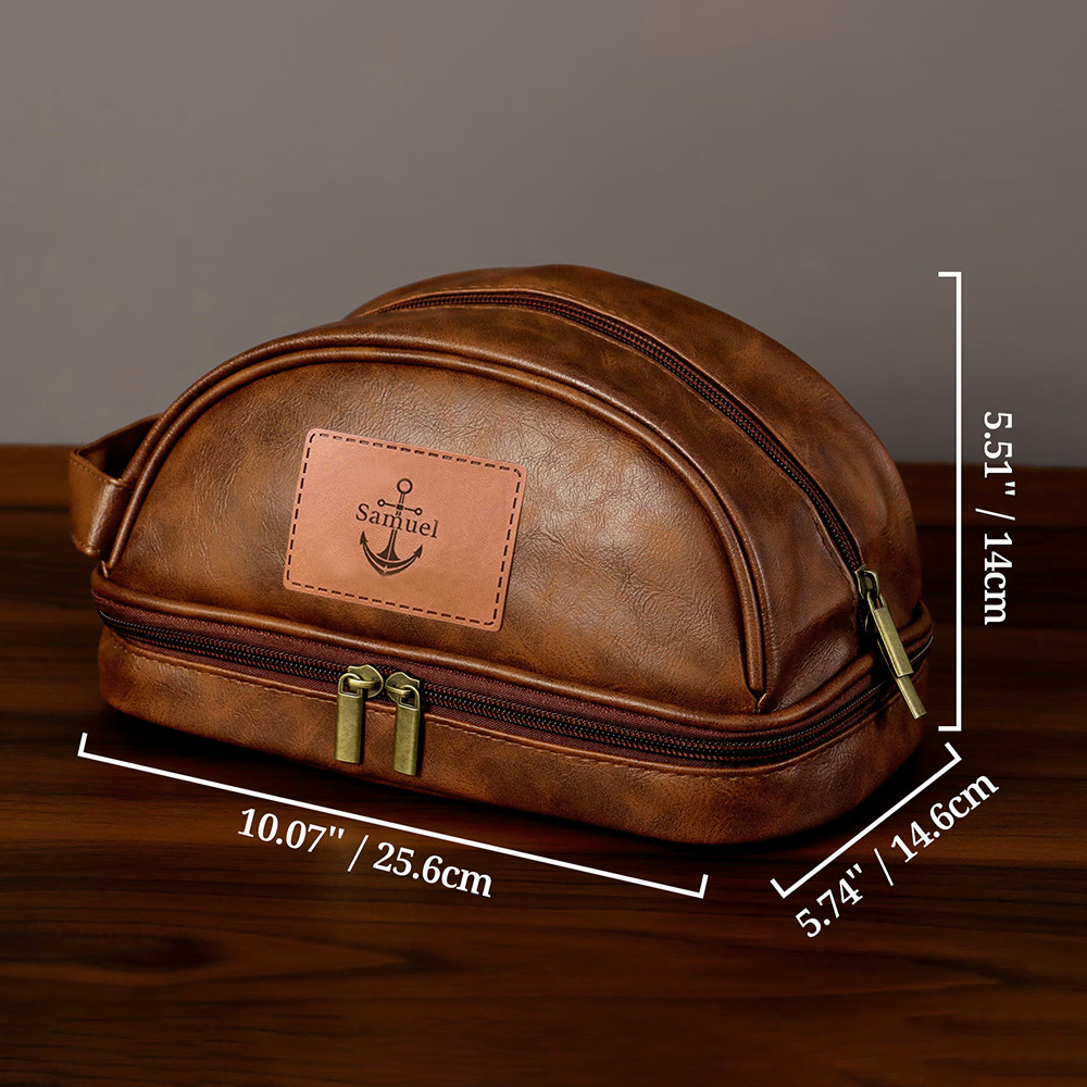 Personalized Leather Travel Toiletry Bag | GC009