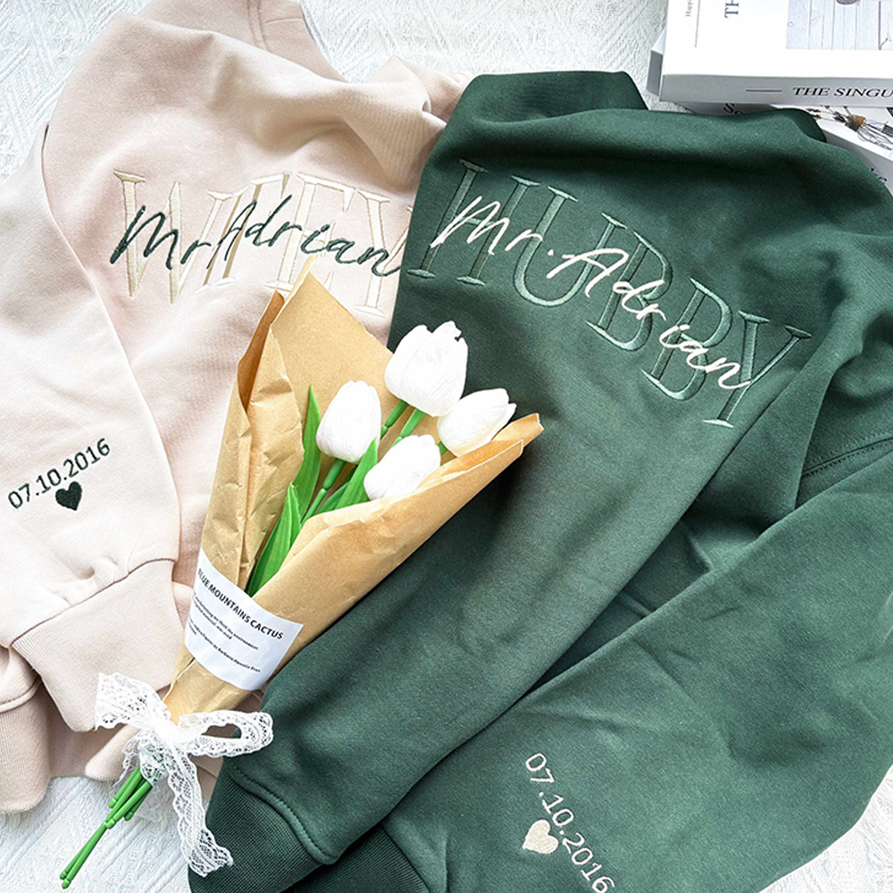 Personalized Embroidered Wife/Hubby Sweatshirt for Unique & Love | JNSCloth42