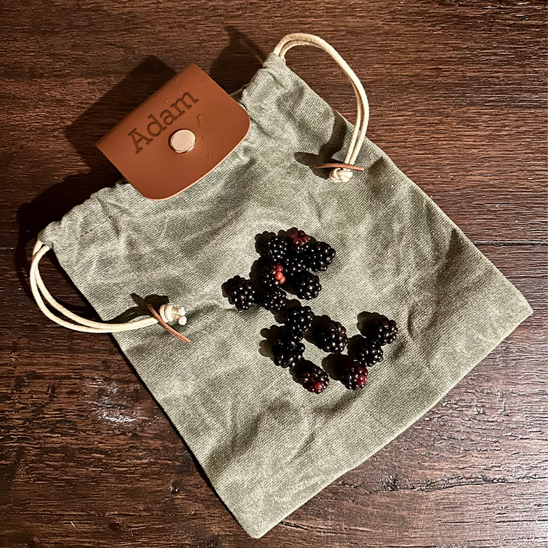Personalised Canvas Drawstring Collapsable Forest Foraging Pouch | Dad04