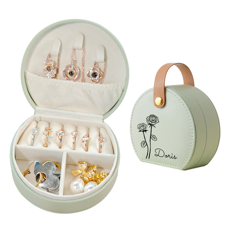 Personalized Birth Flower Travel Jewelry Box | GC002