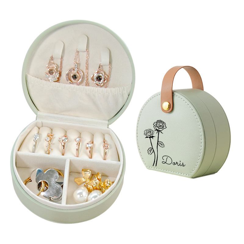 Personalized Birth Flower Travel Jewelry Box | GC002