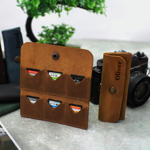 Personalized Leather 6 Slots SD Card Holder | GC019