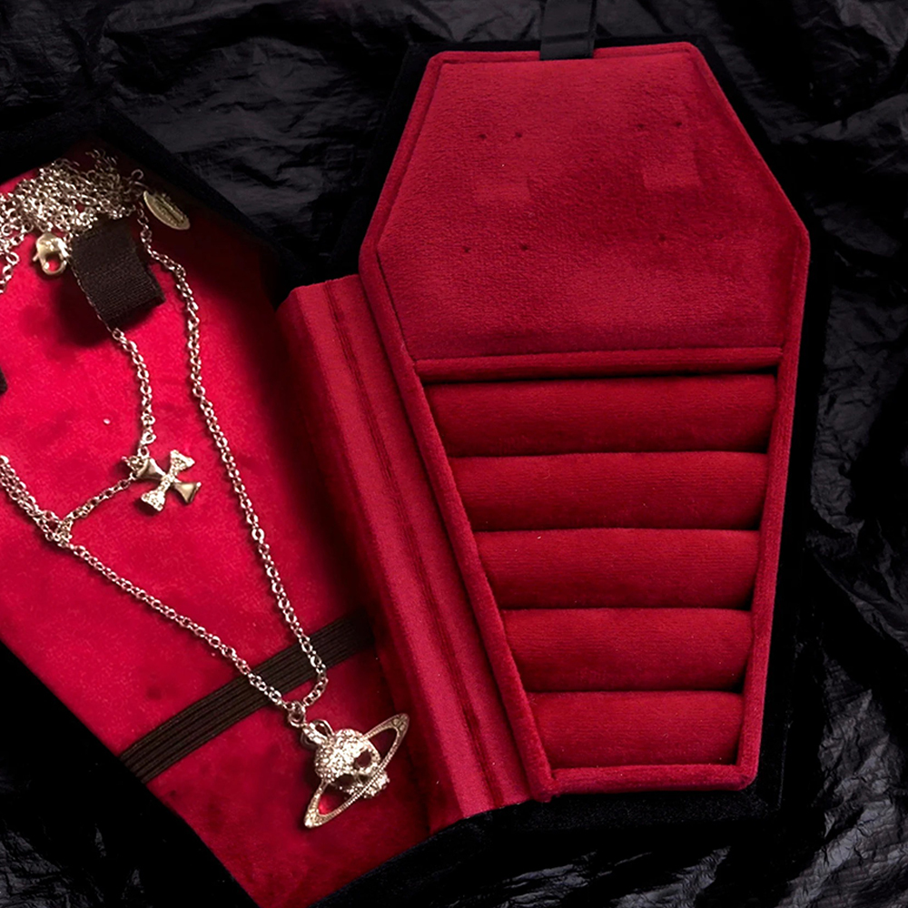 Personalized Handmade Gothic Coffin Velvet Jewelry Box | GC038