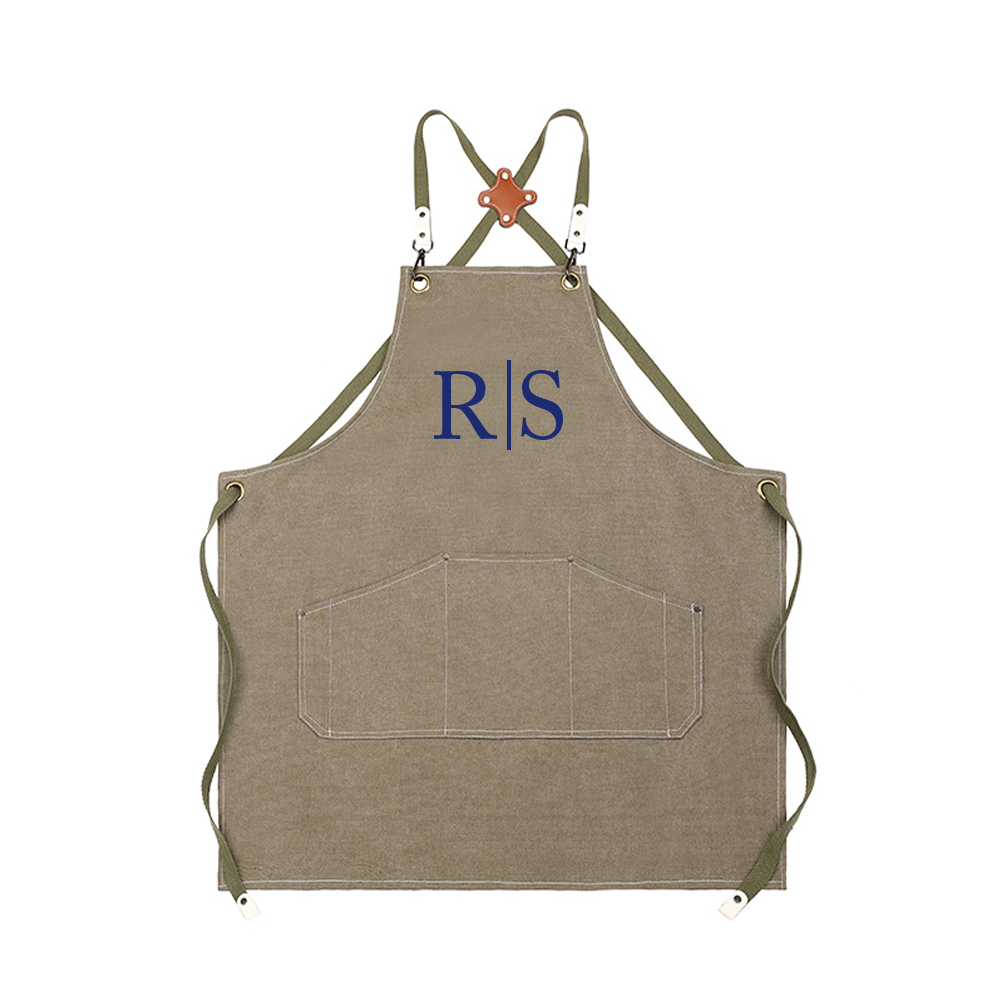 Personalized Embroidery Canvas Apron with Pockets for Unisex Adult | GC037