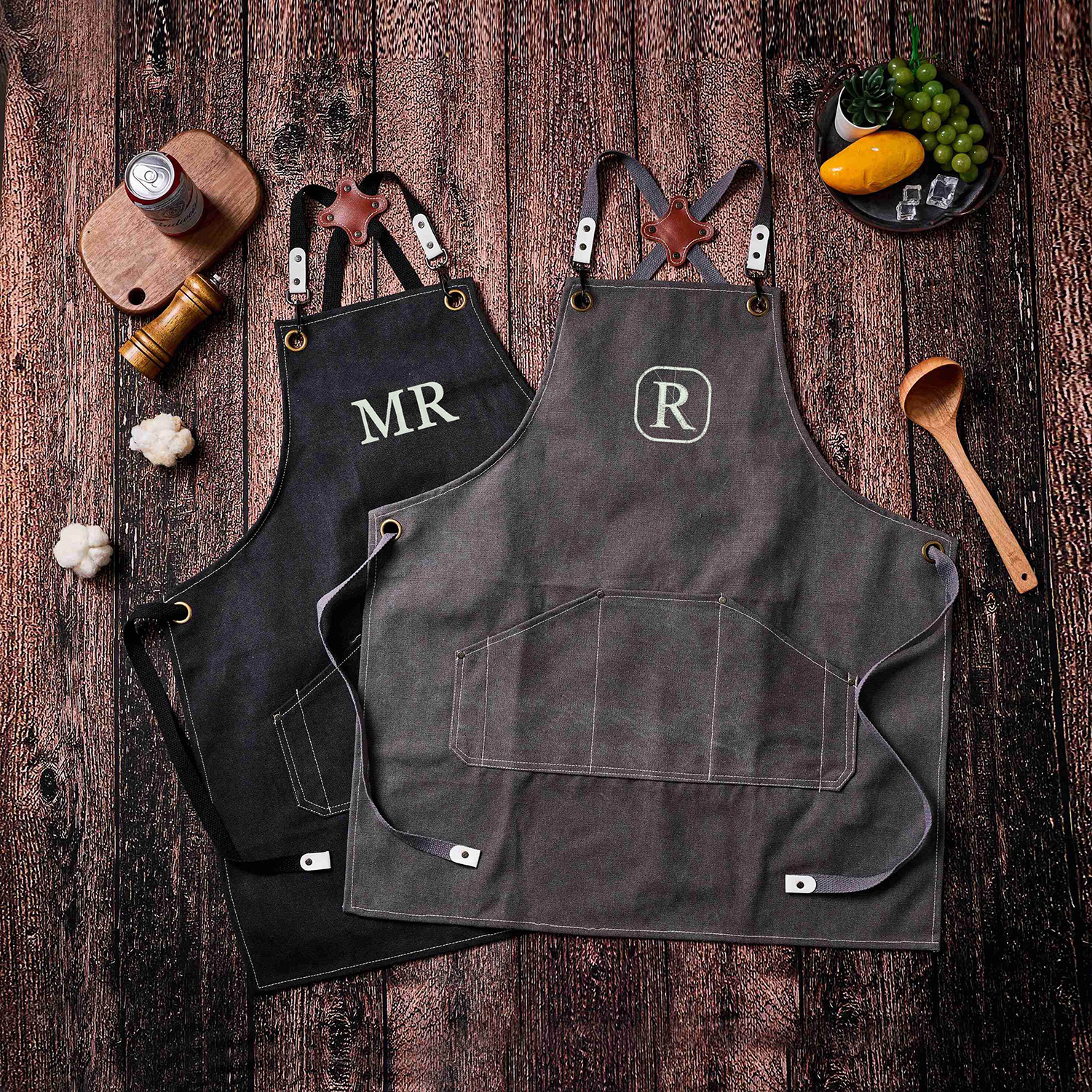 Personalized Canvas Apron with Pockets for Unisex Adult | GC037