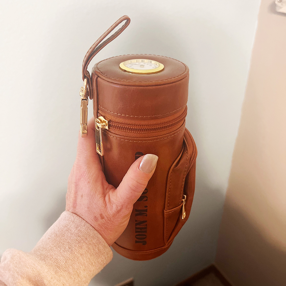 Personalized Portable Travel Leather Cigar Humidor Case | GC042