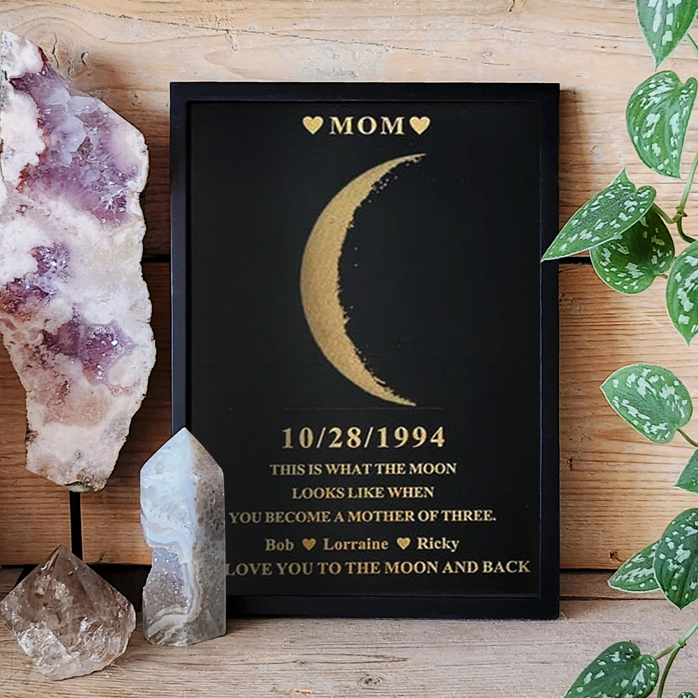 Personalized Mother's Day Commemorative Gift Foil MoonPhase Frame | GC044