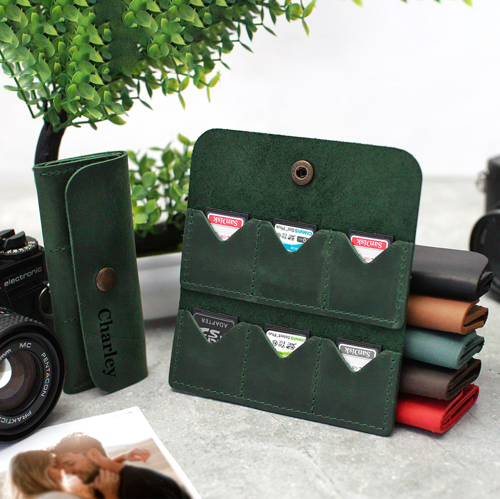 Personalized Leather 6 Slots SD Card Holder | GC019