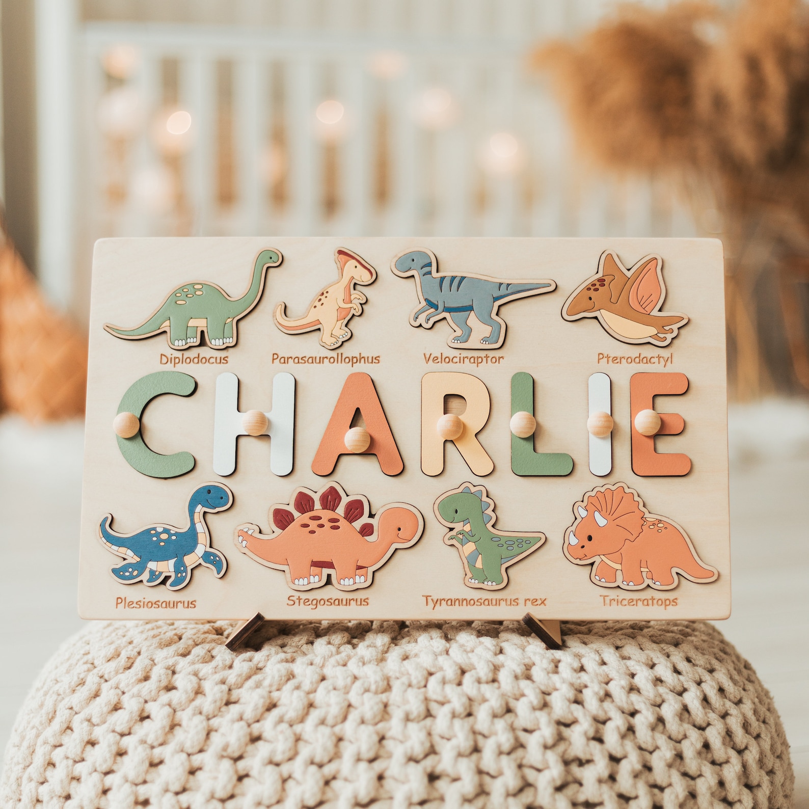 Personalized Toddler Wood Name Puzzle with Stand
