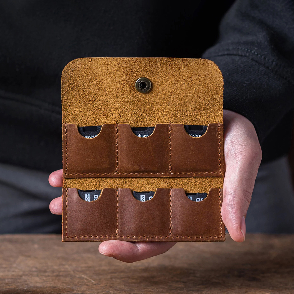 Personalized Leather 6 Slots SD Card Holder | GC019