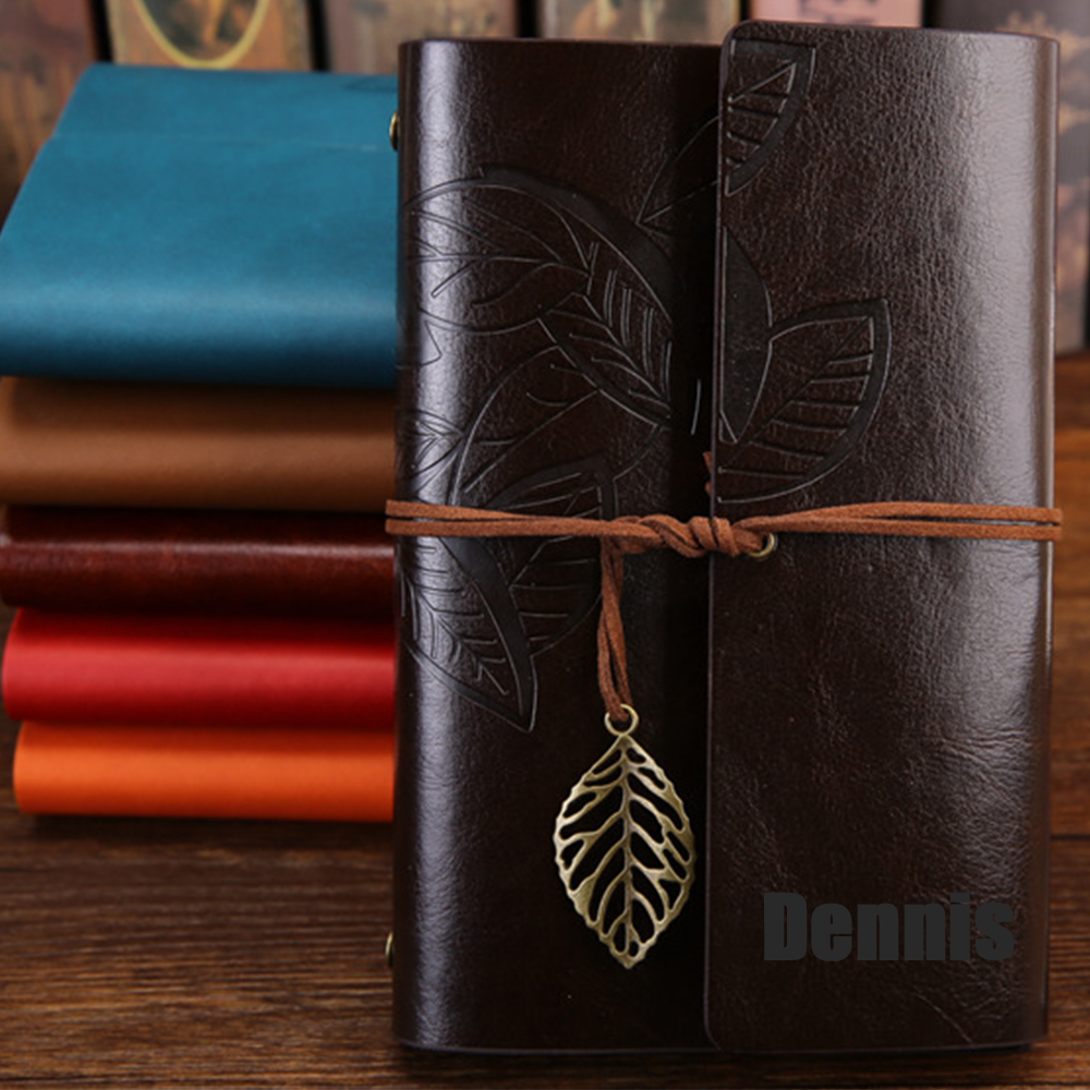 Personalized Name Leather Floral Notebook | GC004