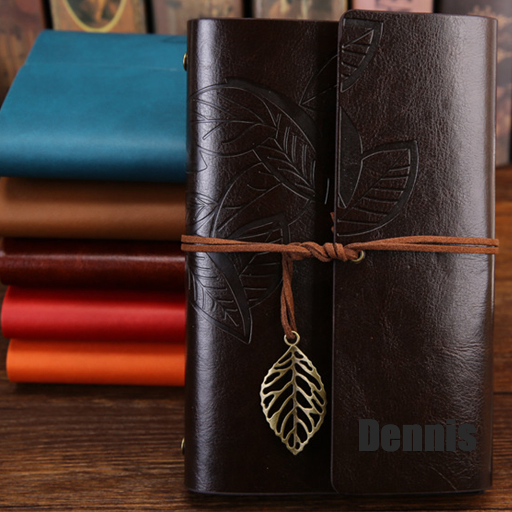 Personalized Name Leather Floral Notebook | GC004