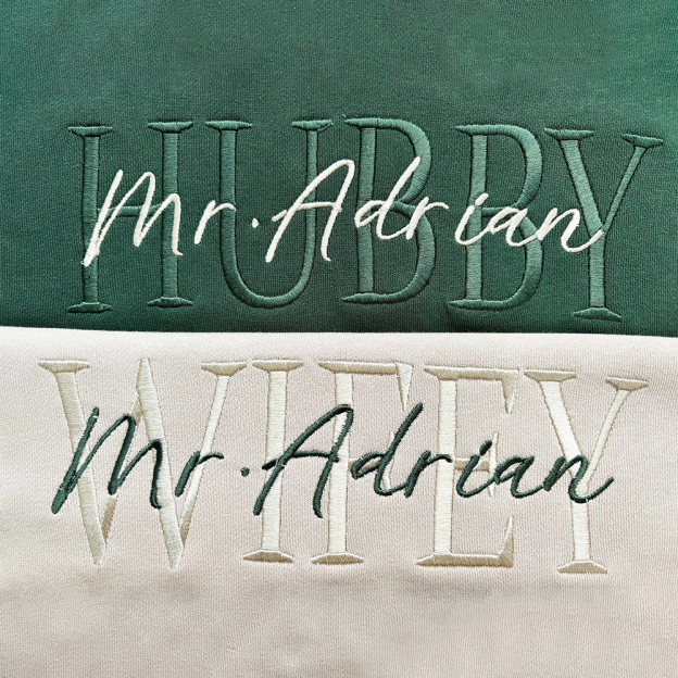 Personalized Embroidered Wife/Hubby Sweatshirt for Unique & Love | JNSCloth42