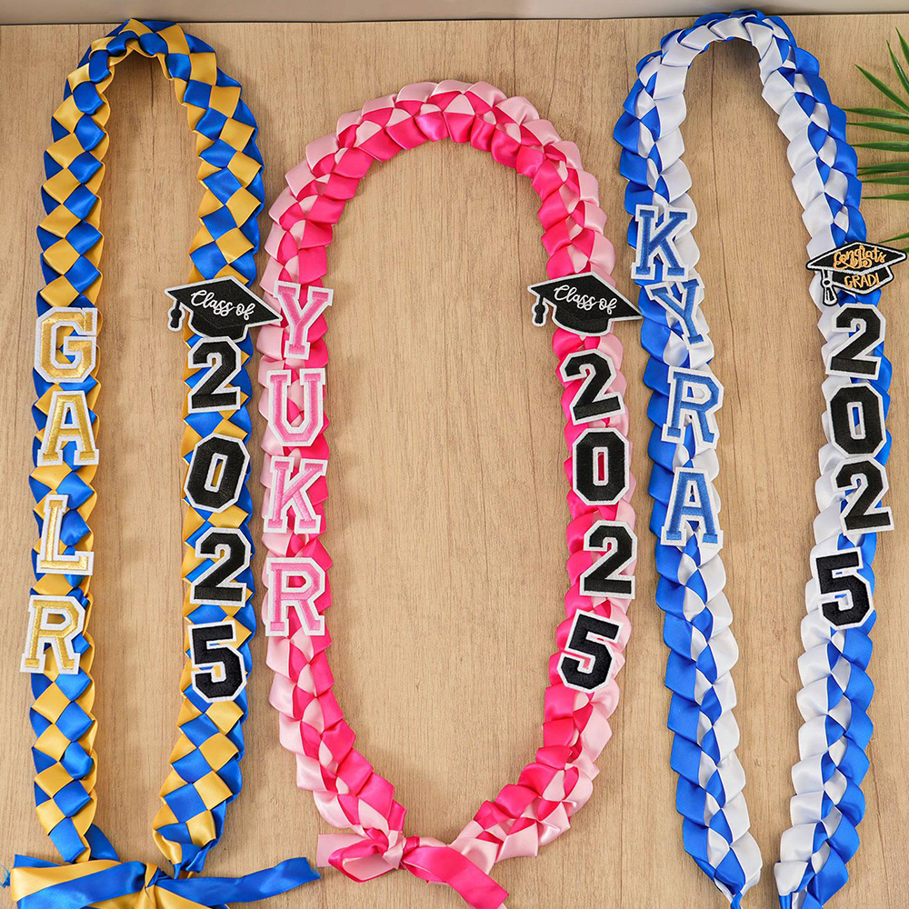 Personalized Name Braided Satin Ribbon Graduation Lei | KKSchool10
