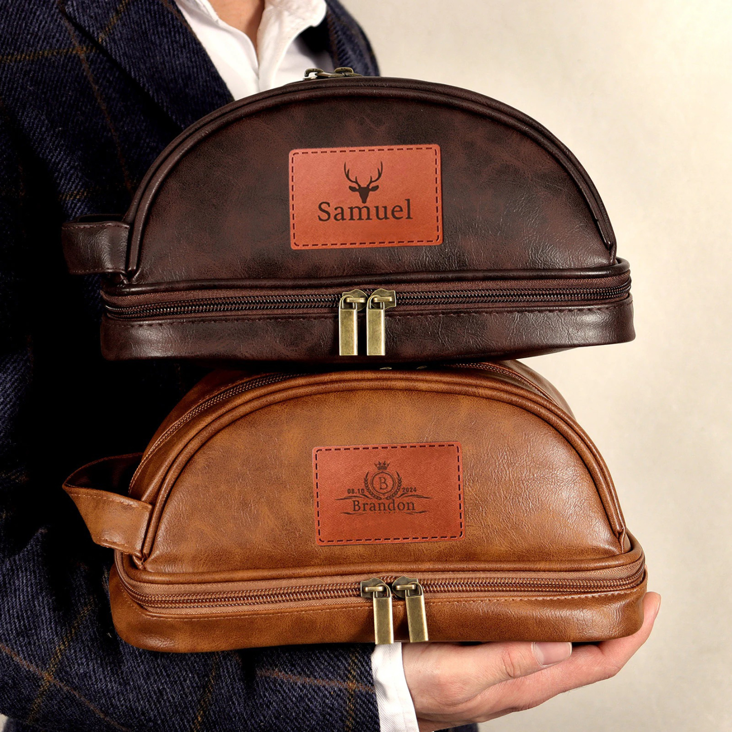 Personalized Leather Travel Toiletry Bag | GC009