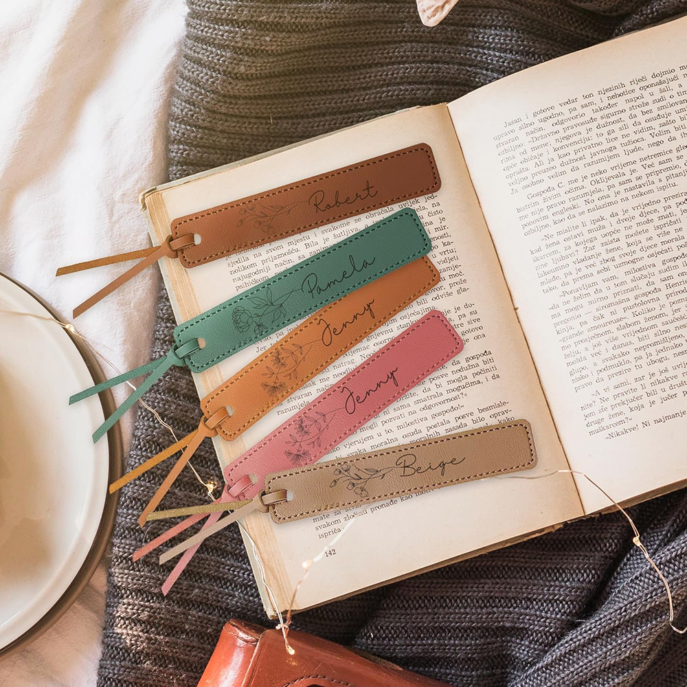 Personalized Birth Month Flower Leather Bookmark | GC020