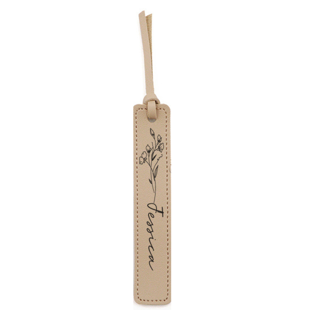 Personalized Birth Month Flower Leather Bookmark | GC020