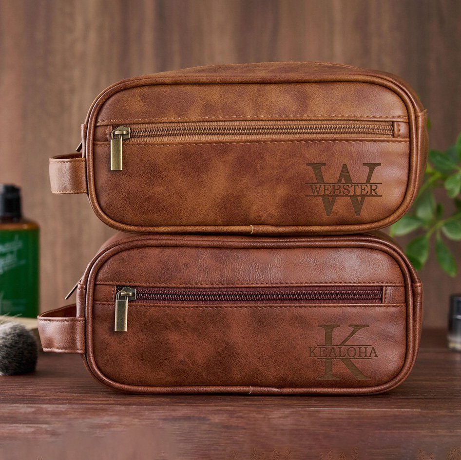 Personalized Monogram Leather Travel Toiletry Bag | GC035