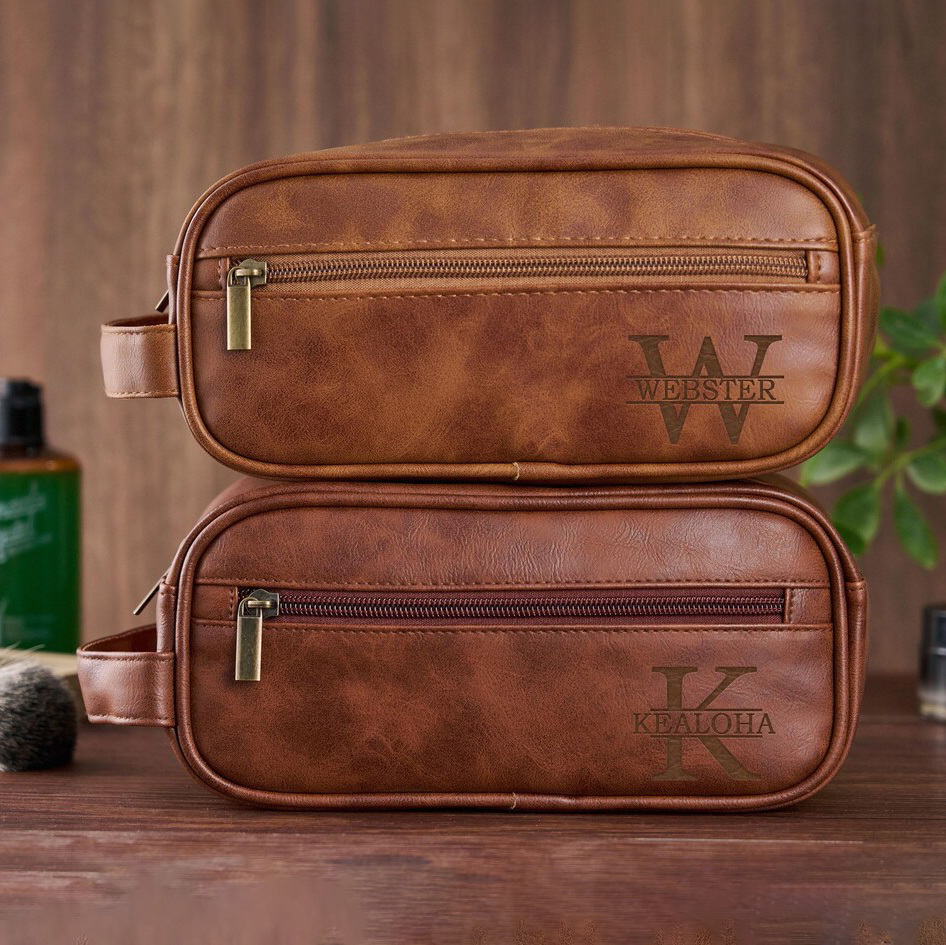 Personalized Monogram Leather Travel Toiletry Bag | GC035
