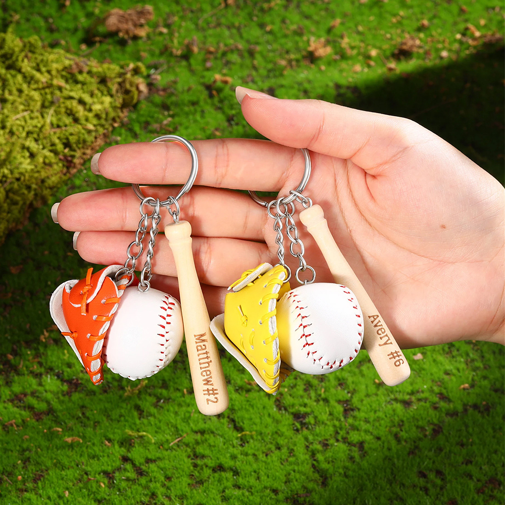 Personalized Baseball Player Tag Keychains | GC036