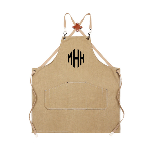 Personalized Embroidery Canvas Apron with Pockets for Unisex Adult | GC037