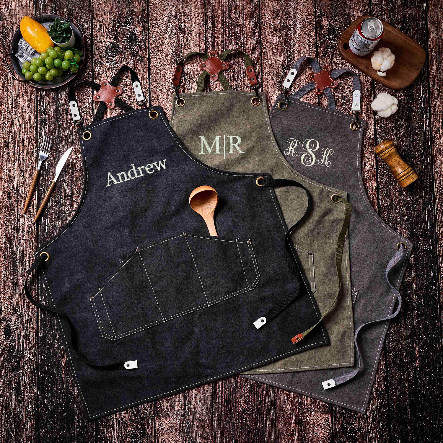 Personalized Canvas Apron with Pockets for Unisex Adult | GC037