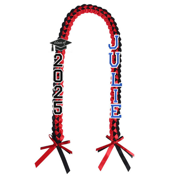 Personalized Name Braided Satin Ribbon Graduation Lei | KKSchool10