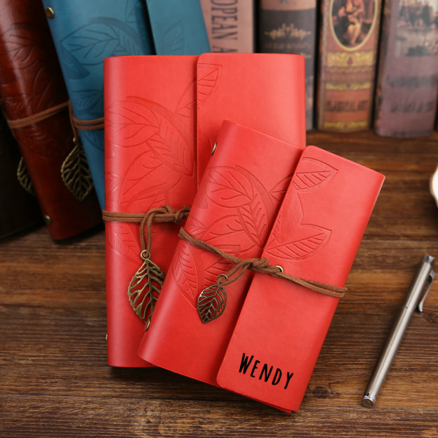 Personalized Name Leather Floral Notebook | GC004