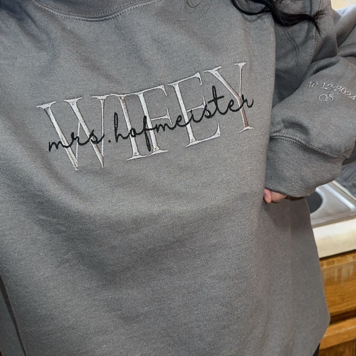 Personalized Embroidered Wife/Hubby Sweatshirt for Unique & Love | JNSCloth42