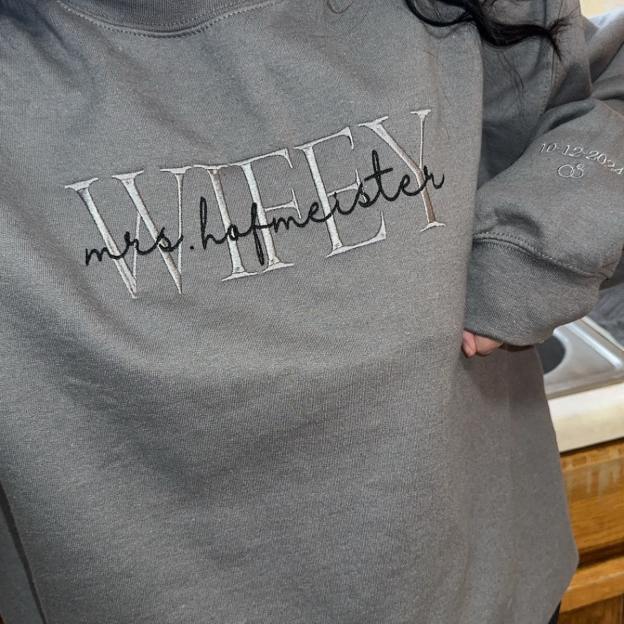 Personalized Embroidered Wife/Hubby Sweatshirt for Unique & Love | JNSCloth42