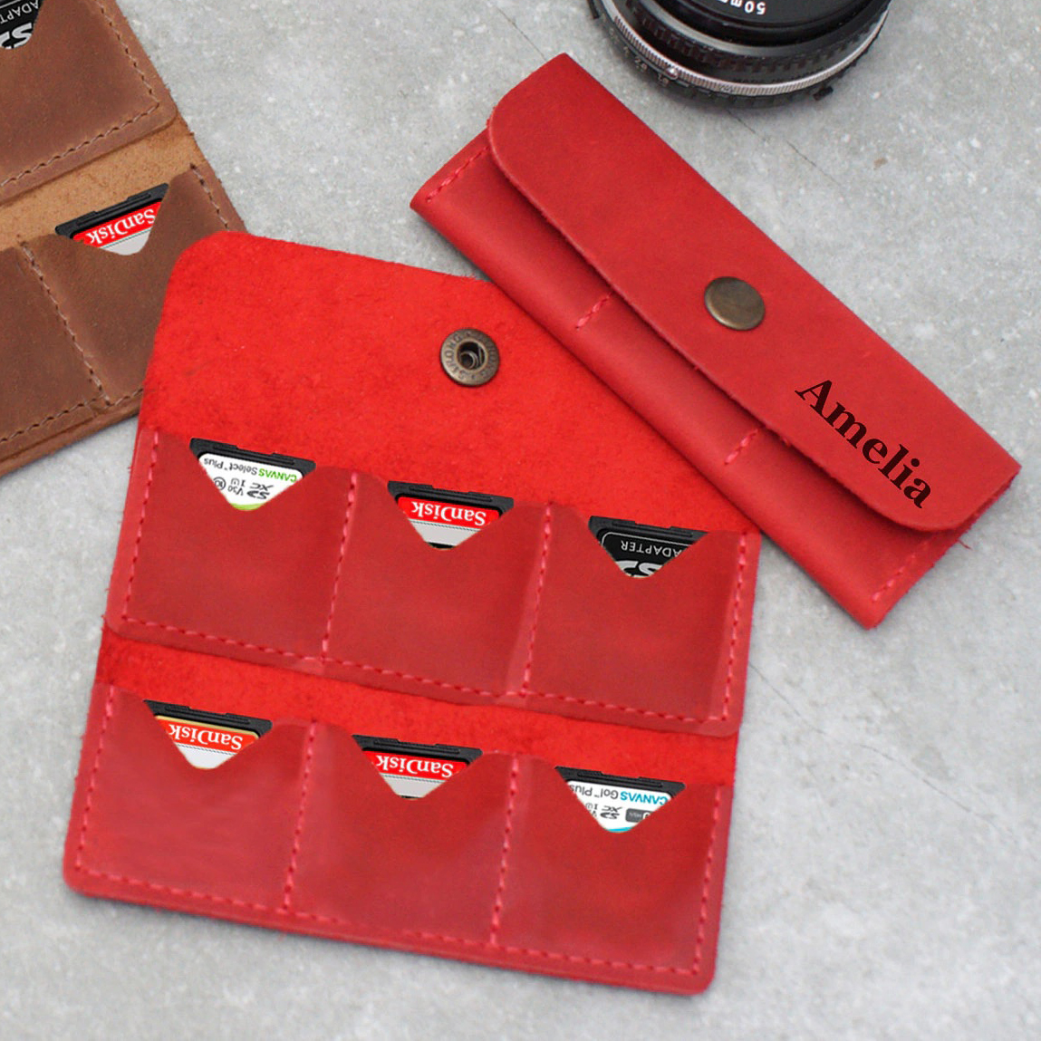 Personalized Leather 6 Slots SD Card Holder | GC019