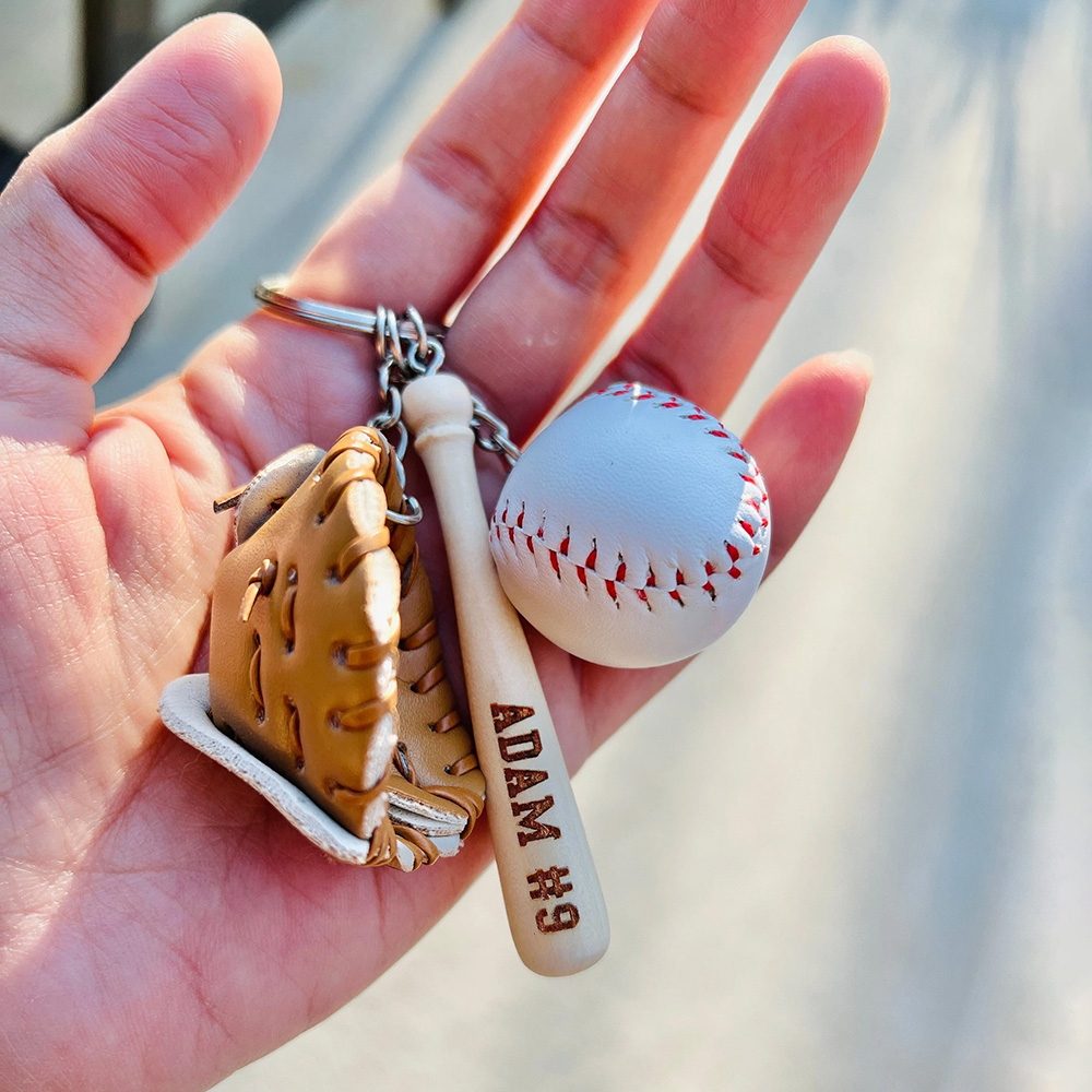 Personalized Baseball Player Tag Keychains | GC036