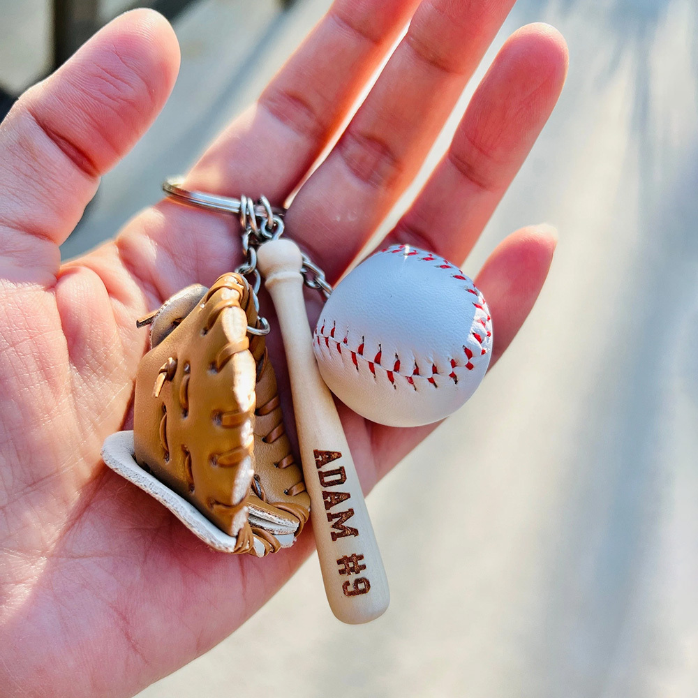 Personalized Baseball Player Tag Keychains | GC036