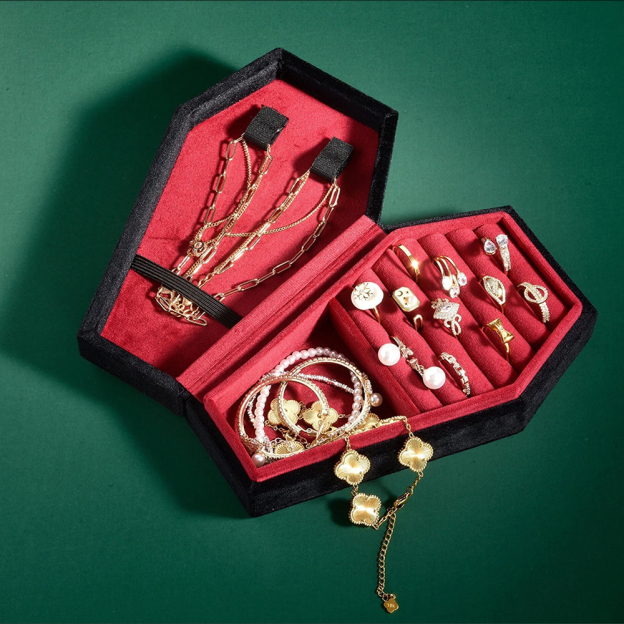 Personalized Handmade Gothic Coffin Velvet Jewelry Box | GC038