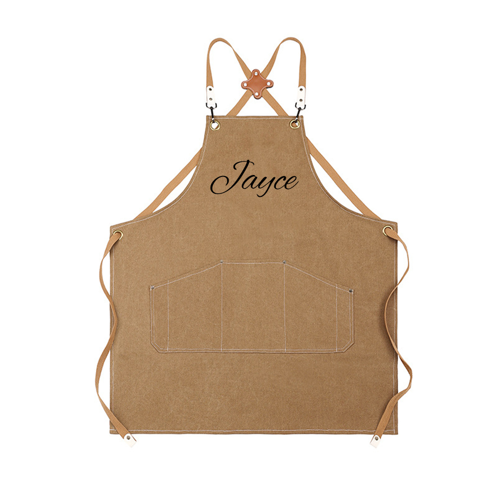 Personalized Embroidery Canvas Apron with Pockets for Unisex Adult | GC037