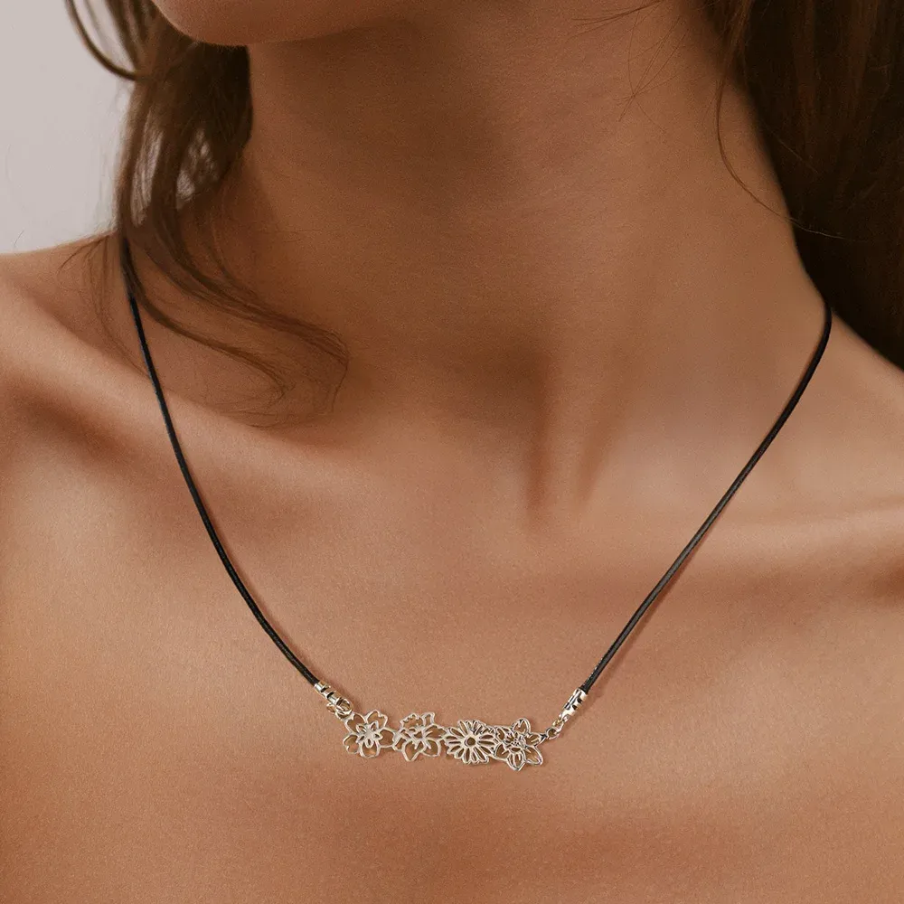 Personalized Mother's Day Dainty Adjustable Birth Flowers Family Jewelry | GC048