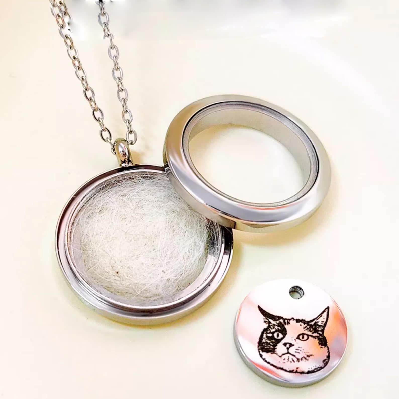 Personalized Pet Fur Locket Memorial Necklace