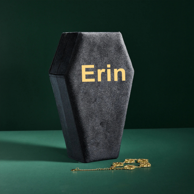 Personalized Handmade Gothic Coffin Velvet Jewelry Box | GC038