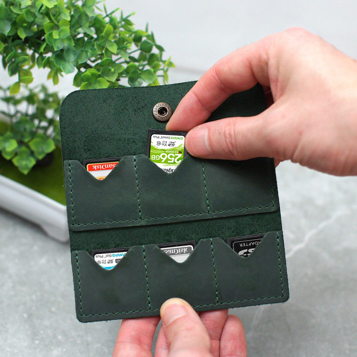 Personalized Leather 6 Slots SD Card Holder | GC019