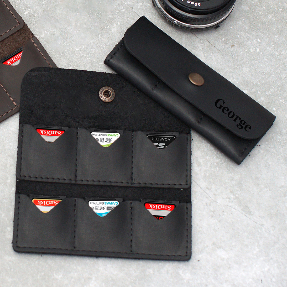 Personalized Leather 6 Slots SD Card Holder | GC019