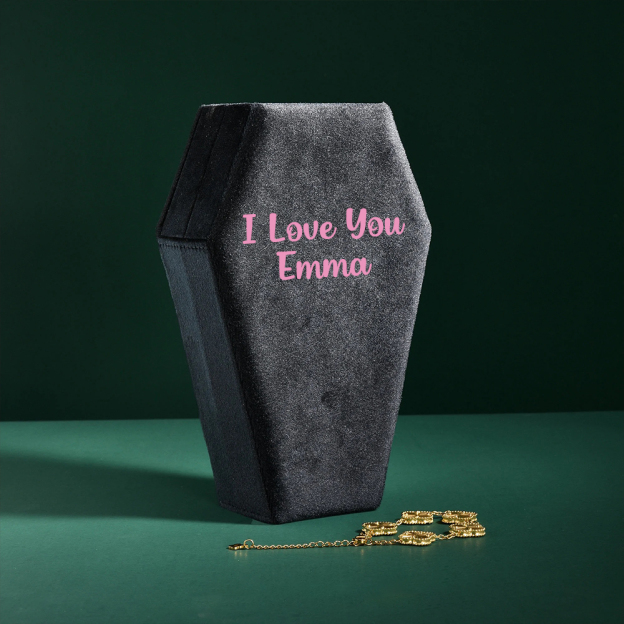 Personalized Handmade Gothic Coffin Velvet Jewelry Box | GC038