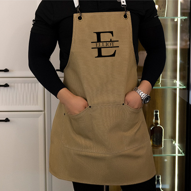 Personalized Embroidery Canvas Apron with Pockets for Unisex Adult | GC037
